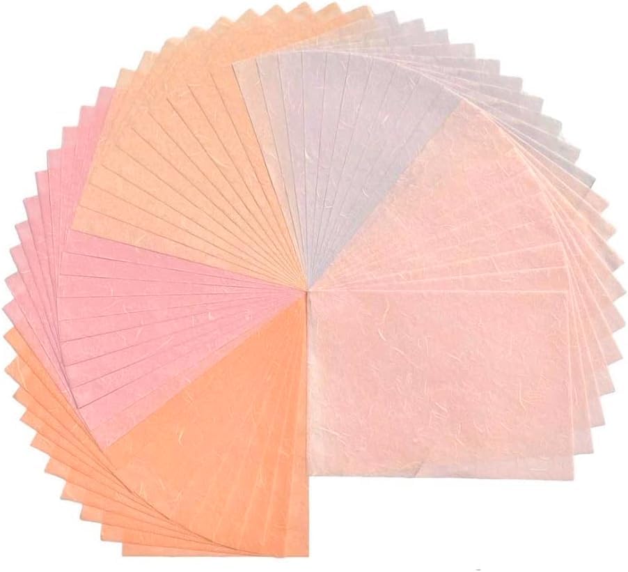 White Color A5 50 Sheets Natural Fiber Mulberry Tree Mulberry Paper Sheets Art Tissue Washi Paper Design Craft Art Origami Suppliers Card Making 8.3" x 5.8". (White, A5)