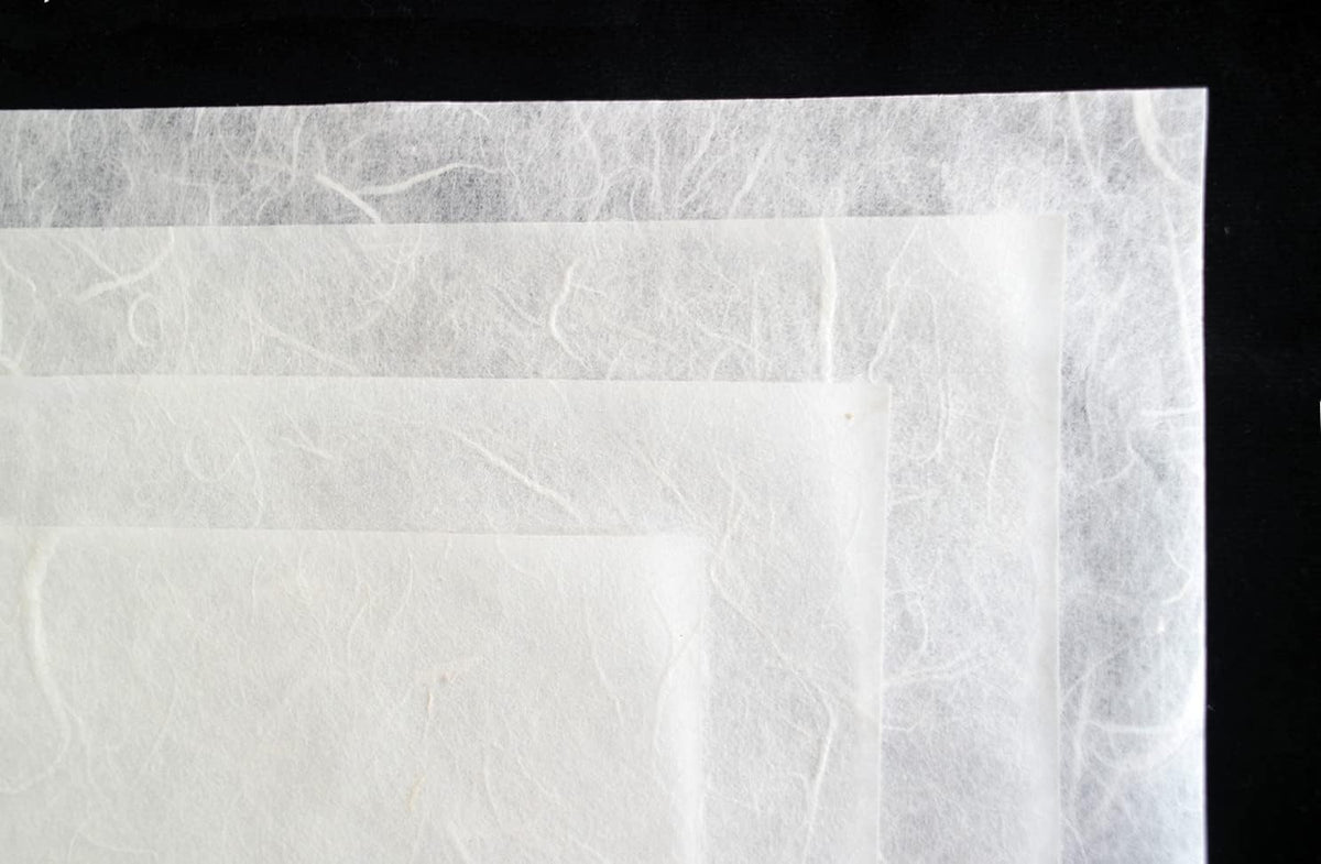 White Mulberry Paper Sheets Origami Design Craft Hand Made Art Tissue Washi Suppliers Card Making Glass Decoupage (8.5 x 11.0in) (25 sheets)