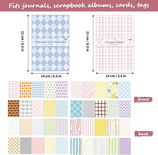 Scrapbook Paper Pad, 60 Sheets, 5.5 x 8.3 in, Double-Sided