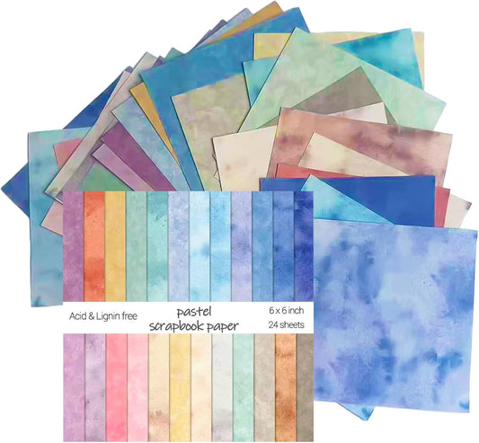 6"x6" Pastel Scrapbook Paper Pad- 24 Sheet 160GSM Single-Sided Paper