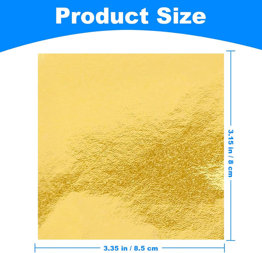 100 Pcs Gold Leaf Sheets, FSDIYU 3.15-Inch x 3.35-Inch Metallic Foil