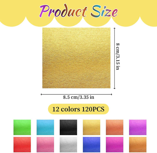120 Sheets Gold Leaf Sheets 12 Colors Gold Foil Leaf Multi-Color Imitation Foil Sheet for Art Decoration, Painting, Nails, Handicrafts, DIY Crafts(3.15 x 3.35 Inches)