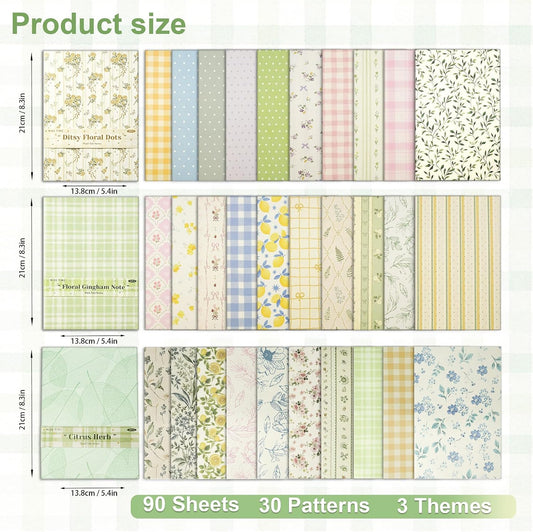 90 Sheets Scrapbook Paper, 30 Patterns, Double-Sided Decorative Paper