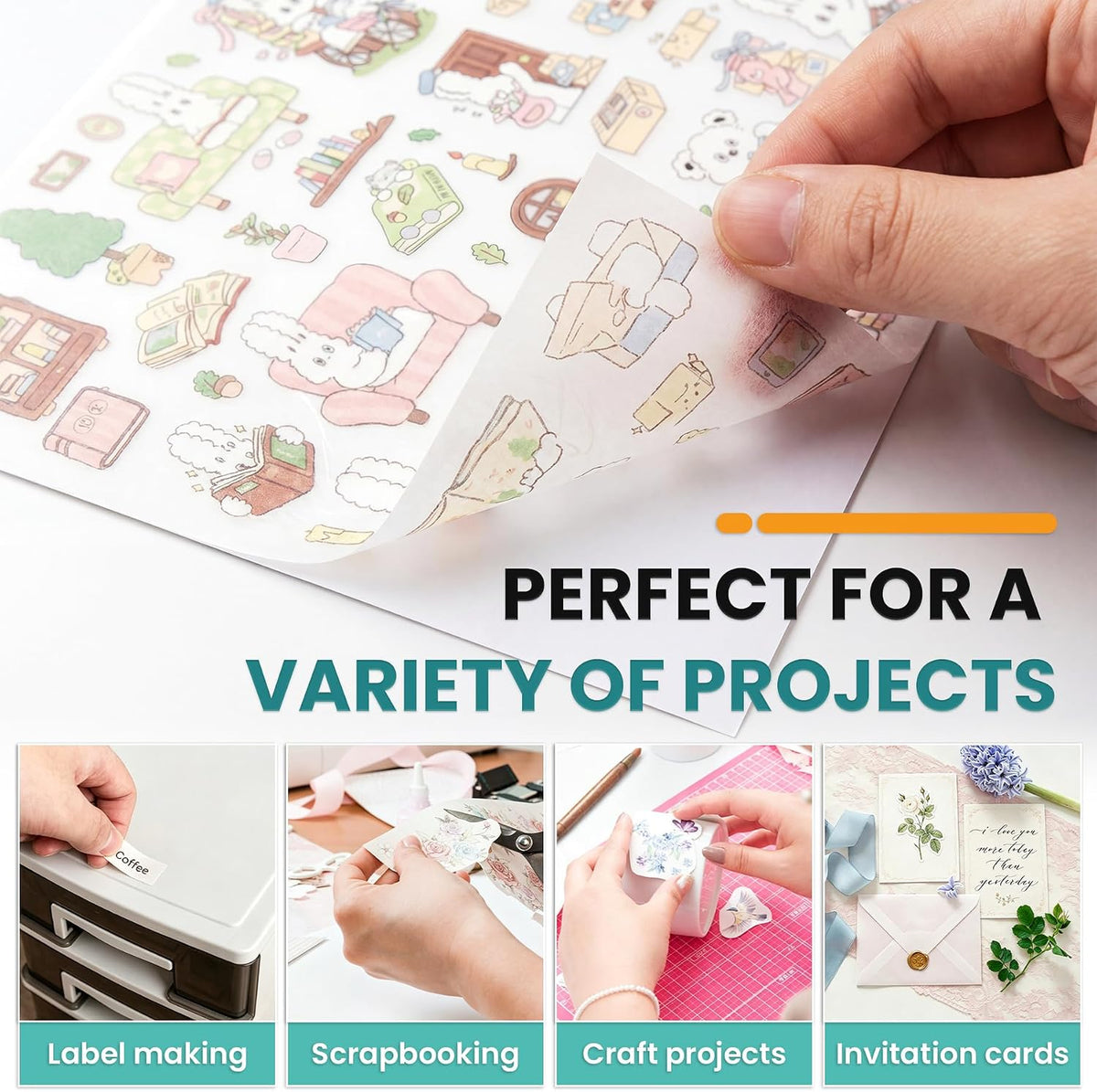 Philbinden 8.5x11 Printable Washi Paper Sticker,White Multipurpose Copy Paper