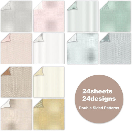 12x12 Scrapbook Paper Double Sided Patterned Paper (Beige)