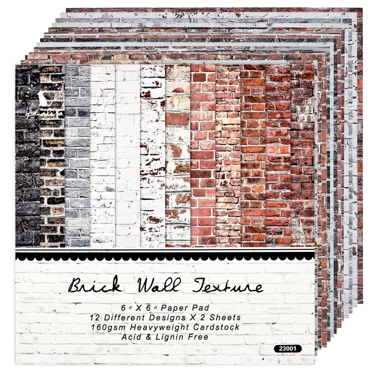 6x6 Scrapbook Paper Pad – 24 Sheets Brick Wall Texture Paper