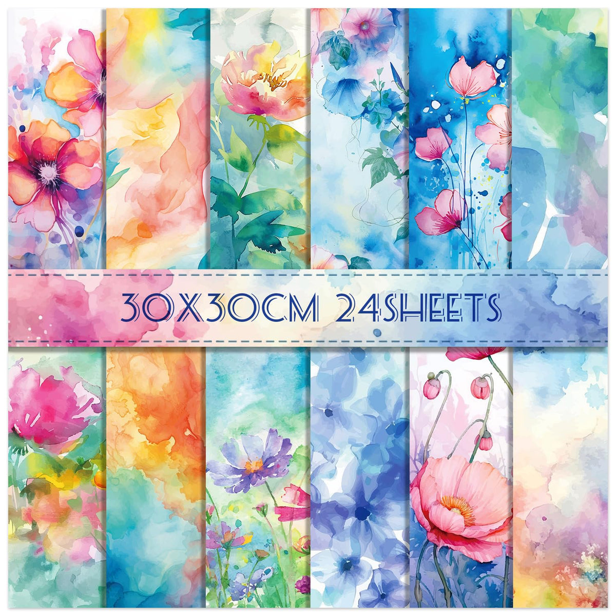 Scrapbook Paper Pad 12×12,Floral Double-Sided Pattern Designer Planner Junk Journal Decorative Craft Paper,Card Making Journaling Origami Decopage Scrapbooking Supplies, 24 Sheets