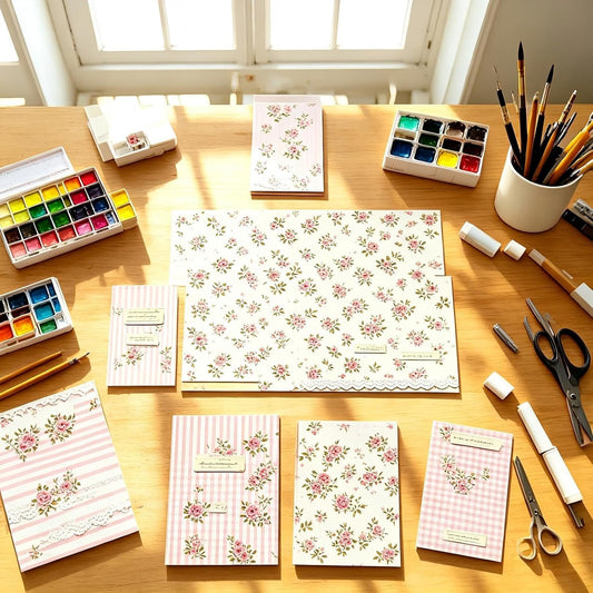 Boho Scrapbook Paper 12x12 - 24 Sheets Flower Patterned Cardstock Paper Pads,Coloured Double-Sided Decorative Craft Papers Pack for Scrapbooking, Junk Journaling, and Card Making (Pastel Pink)