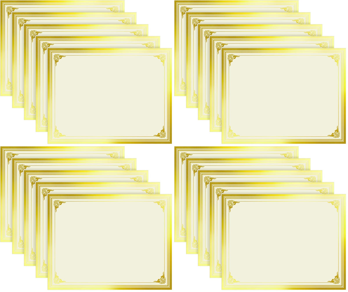 SUNEE 100 Sheets Certificate Papers - Blank Gold Foil Border, Letter Size 8.5x11 for Diploma, Certificates, Participation Awards, Document Cardstock Paper and Inkjet Printer Friendly