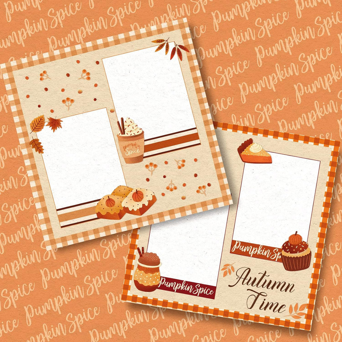 Whaline 24Pcs Fall Pattern Paper 11.8 Inch Maple Leaves Pumpkin Drinks Plaid Double-Sided Scrapbook Specialty Paper for DIY Decorative Background Card Making Photo Album Junk Journal Decor