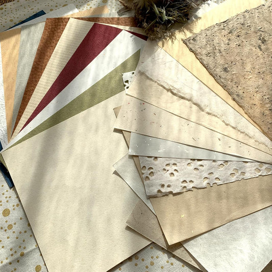 LewuwoPoing 40Pcs Handmade Scrapbook Art Paper Set,Journaling Supplies Craft Textured Colorful a5 handmade paper sheet Mesh Special paper mixed for Junk Journal DIY Materials,5x8 inches size 20 styles