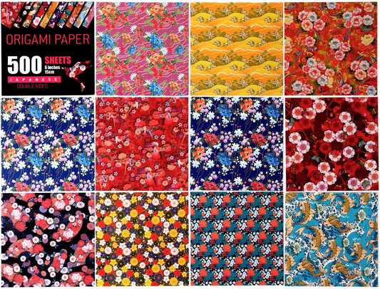 Japanese Washi Origami Paper 500 Sheets, 10 Vivid Colors, Colors Make Colorful and Easy Origami,6 Inch Square Sheet, Papers, Arts and Crafts Projects (E-Book Included)
