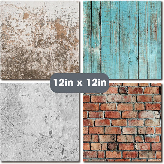 Vintage Wooden Brick Marble 12x12 Scrapbooking Cardstock Decorative Paper for Card Making Background Origami Textured Decorative Scrapbook Paper Scrapbook Materials Supplies