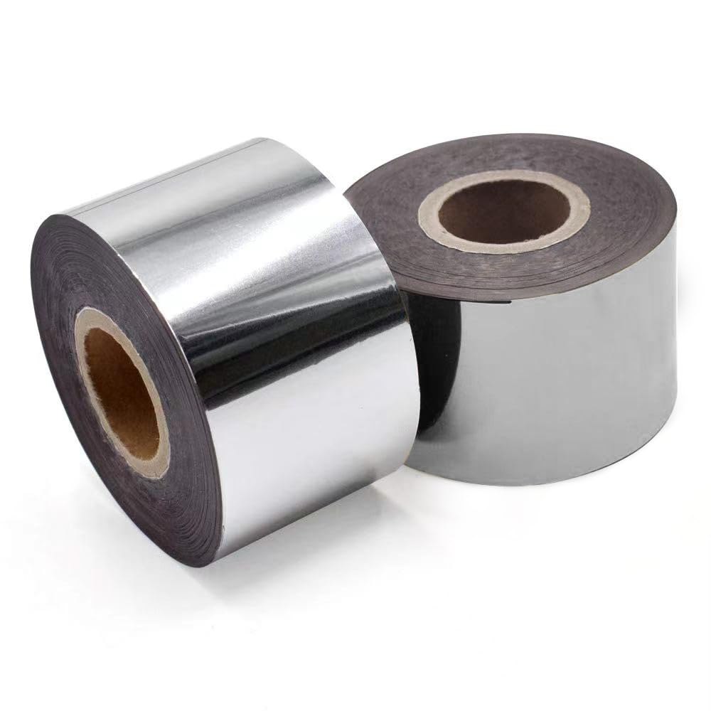 2 Rolls (Gold+Silver) Hot Stamping Foil Paper 1.5''x400ft/Roll Hot Foil for Leather Bronzing Machine Good Stamping Effect DIY Decoration for Cloth Package Box PU Heat Transfer Anodized Gilded Paper
