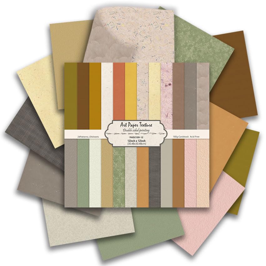 12x12 Scrapbook Paper Pad "Soft Romantic" – 24 Sheets Double-Sided with Faux 160gsm Aesthetic Patterned Papers in Muted Pink, Lavender & Sage. Acid-Free for Wedding, Baby Girl Album & Paper Flowers