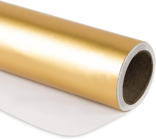 RUSPEPA Gold Gift Wrap - Christmas Wrapping Paper, Matte Metallic Foil Solid Color Gift Wrap Paper Roll Perfect for Birthday, Wedding, Anniversaries, Christmas, Baby Shower, Graduations Gifts - 17 Inches X 32.8 Feet