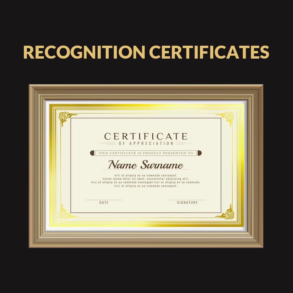 SUNEE 100 Sheets Certificate Papers - Blank Gold Foil Border, Letter Size 8.5x11 for Diploma, Certificates, Participation Awards, Document Cardstock Paper and Inkjet Printer Friendly