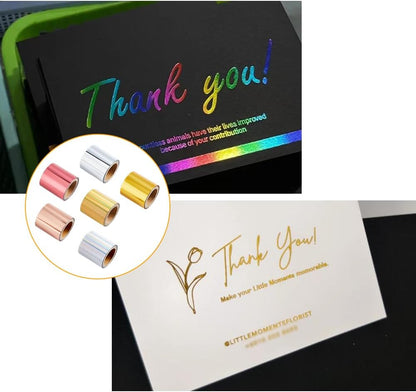 SUPERFINDINGS 6 Rolls 6 Colors Total 60m PET Hot Foil Transfer Roll Hot Foil Stamping Paper 4cm Width Heat Transfer Foil Elegance Craft Paper, 10m/Roll
