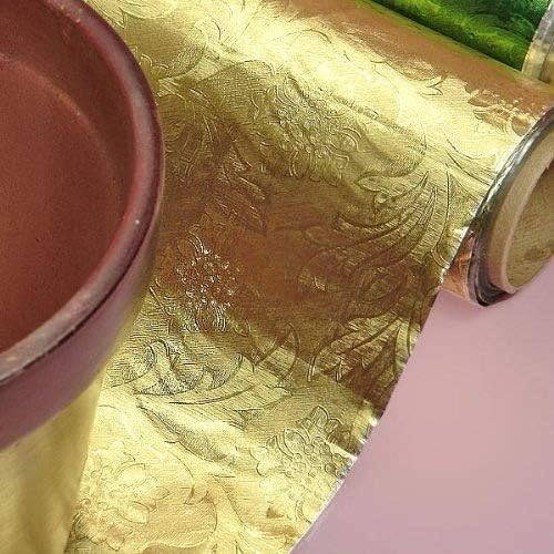 Queen of Wrapp LLC Premium Floral Foil Wrapping Paper - 20 Inches By 10 Yards (Gold)