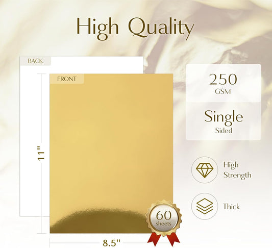60 Sheets Metallic Gold Cardstock Paper
