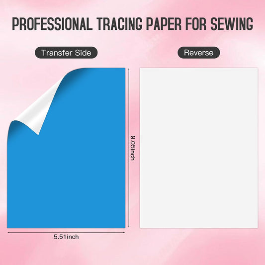 WOWOSS 10 Pieces Transfer Paper with Embossing Stylus, Needle Point Tracing Wheel, 9" x 5.5" Carbon Tracing Paper, Transfer Pattern on Aida Cloth, Canvas, Wood for Home Sewing Embroidery Paint Kit
