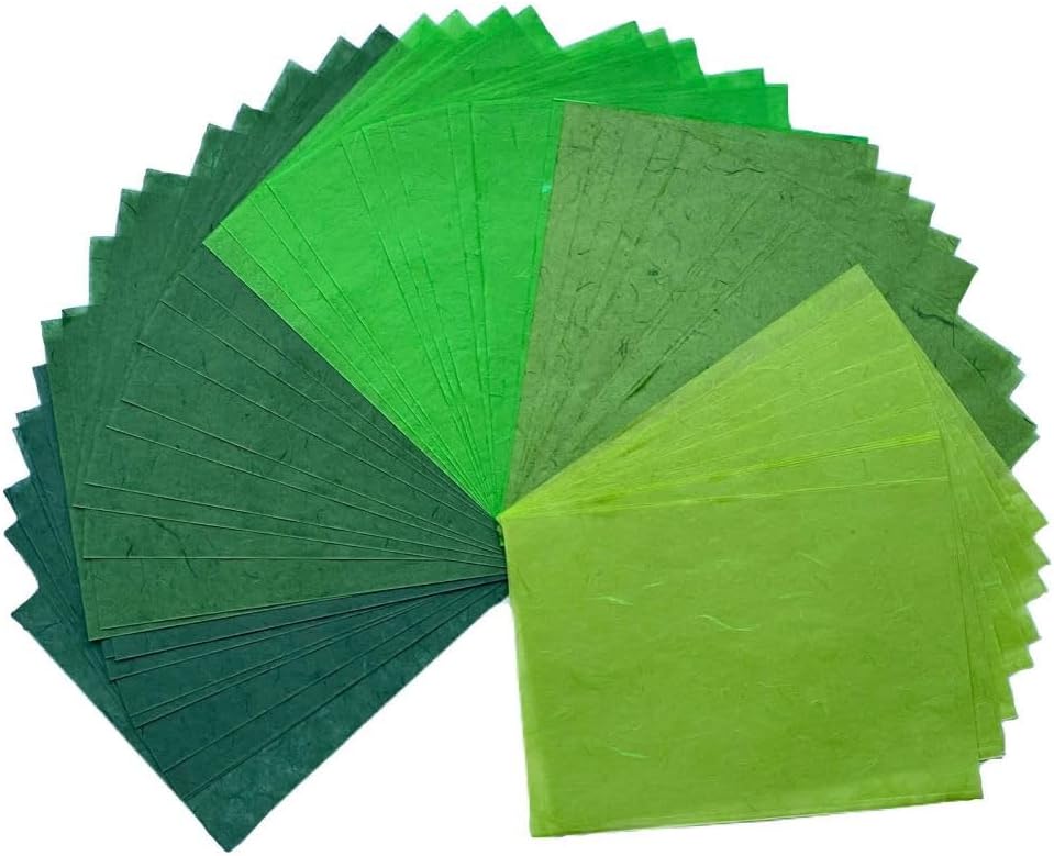 White Color A5 50 Sheets Natural Fiber Mulberry Tree Mulberry Paper Sheets Art Tissue Washi Paper Design Craft Art Origami Suppliers Card Making 8.3" x 5.8". (White, A5)