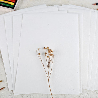 20 Sheets Scrapbook Paper A5 Size Textured Papers, White Mulberry Art Paper Craft Materials for DIY Card Making, Collage, Decoupage, Junk Journaling Supplies