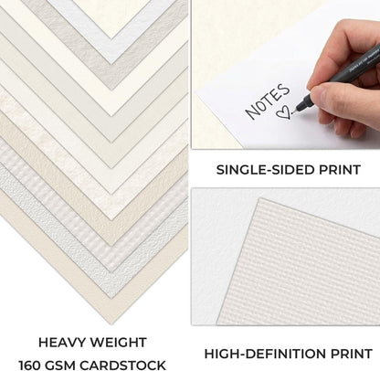 24 Sheets White Watercolor Texture Scrapbook Paper Pad, 6x6 inch Heavyweight 160GSM Single-Sided Paper, Smooth Matte Artisan Paper for Card Making, Journaling, Photo Album, DIY Crafts