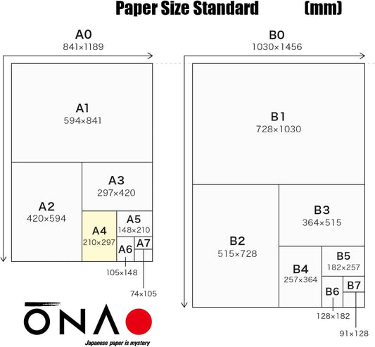 ONAO Washi Paper Printable A4 Printer Paper (500 Sheets), REIJOUSHI Japanese Paper for Printing, Multipurpose Copy Paper for Laser and Inkjet Printers, Made in JAPAN (47330)