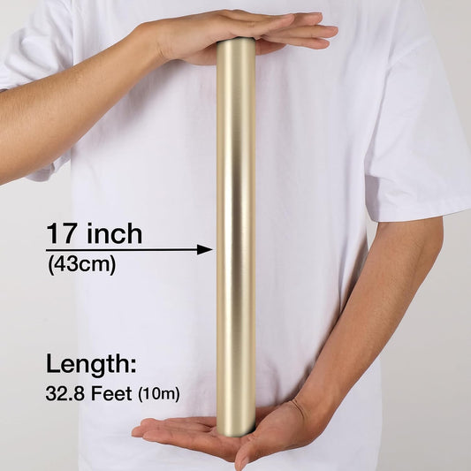 Aimyoo Gold Metallic Wrapping Paper Roll - 17 Inches X 32.8 Feet, Matte Solid Gold Color Paper for Birthday, Christmas, Wedding, Baby Shower, Holiday, Bridal Shower