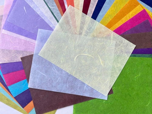 A5 50 Sheets Natural Fiber Mulberry Tree Mulberry Paper Sheets Art Tissue Washi Paper Design Craft Art Origami Suppliers Card Making 8.3" x 5.8". (Mixed 50 Color, A5)