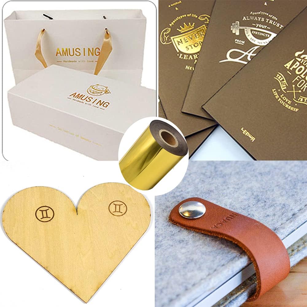 Gold Hot Foil Stamping Paper 3" x 400ft for Leather Bronzing Machine PU Heat Transfer Anodized Gilded Paper (3 inch Width, Gold)