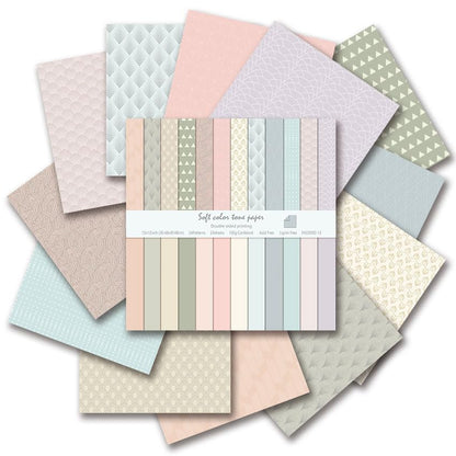 12x12 Scrapbook Paper Pad "Soft Romantic" – 24 Sheets Double-Sided with Faux 160gsm Aesthetic Patterned Papers in Muted Pink, Lavender & Sage. Acid-Free for Wedding, Baby Girl Album & Paper Flowers