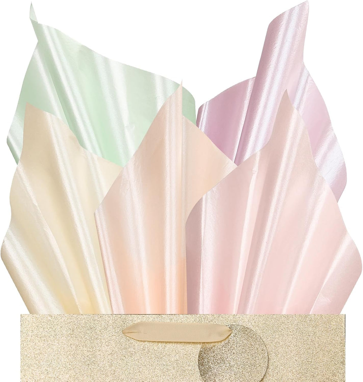 UNIQOOO 100 Sheets Metallic Gold Foil Tissue Paper Bulk, Recyclable Durable for Gift Bags Box Gift Wrapping DIY Craft, Wedding Birthday Party Favor Decor, Shredded Filler, Pinata, 20X14in