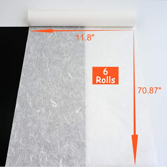 Wonninek Mulberry Rice Paper Rolls, 6 Rolls 11.8 x 70.87 Inches