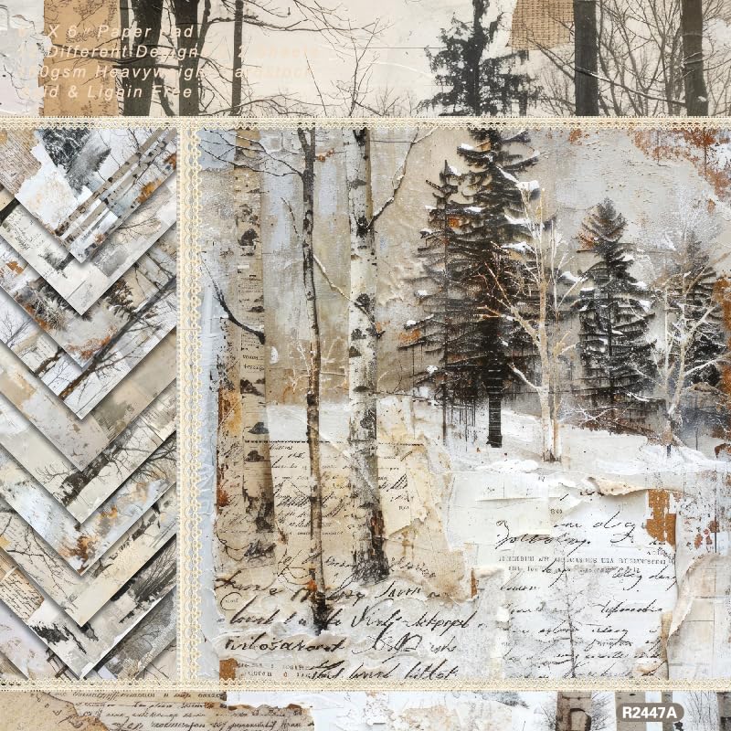 6x6 Brick Wall Texture Scrapbook Paper Pad | 24 Sheets (12 Designs) 160gsm Cardstock | Realistic Red, Whitewashed & Gray Brick Patterns for Dioramas, Dollhouses, Junk Journals & Crafts