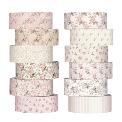 12 Rolls Floral Washi Tape Set,Earthy Tones,William Morris