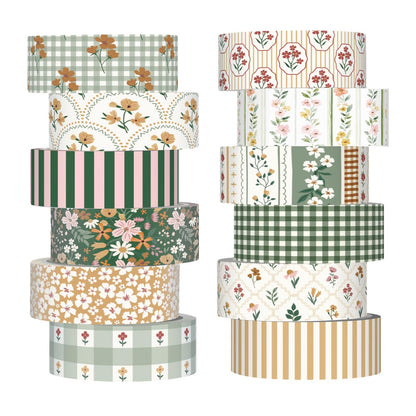 12 Rolls Floral Washi Tape Set,Earthy Tones,William Morris