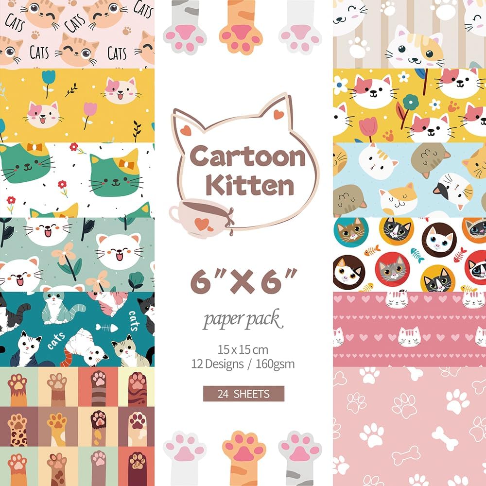 6x6" Cardstock Single Sided Scrapbooking,Craft Decorative Scrap Book Paper