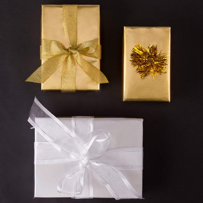 RUSPEPA Gold Gift Wrap - Christmas Wrapping Paper, Matte Metallic Foil Solid Color Gift Wrap Paper Roll Perfect for Birthday, Wedding, Anniversaries, Christmas, Baby Shower, Graduations Gifts - 17 Inches X 32.8 Feet