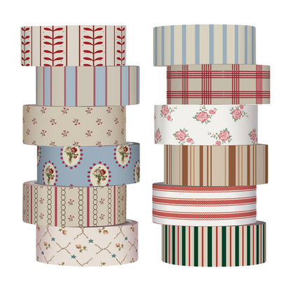 12 Rolls Floral Washi Tape Set,Earthy Tones,William Morris