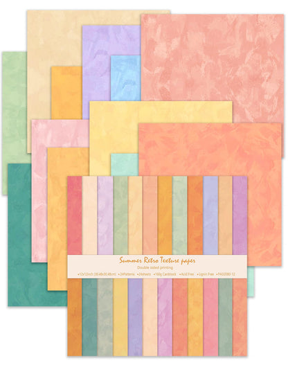 24 Sheets Scrapbook Paper 12" Double-Sided Photo Backdrop Bohemian Patterned (Floral Design K)