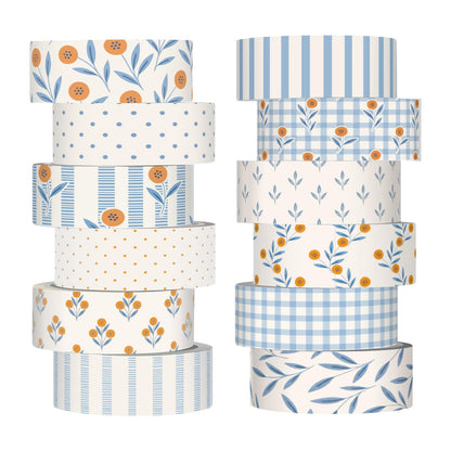 12 Rolls Floral Washi Tape Set,Earthy Tones,William Morris