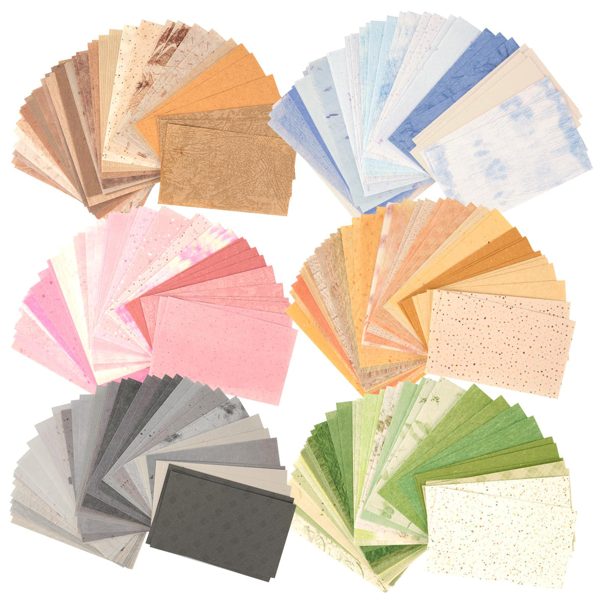 132 Sheets Textured Scrapbook Paper and Mesh Fabric Assorted Set, 6 Pack Mixed Special Paper for Scrapbooking Planner Bullet Junk Journal Supplies 5.5x4 Inch