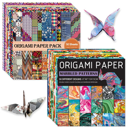 6x6" Origami Paper,50Sheets Double Sided Colored Paper,Square Craft Paper