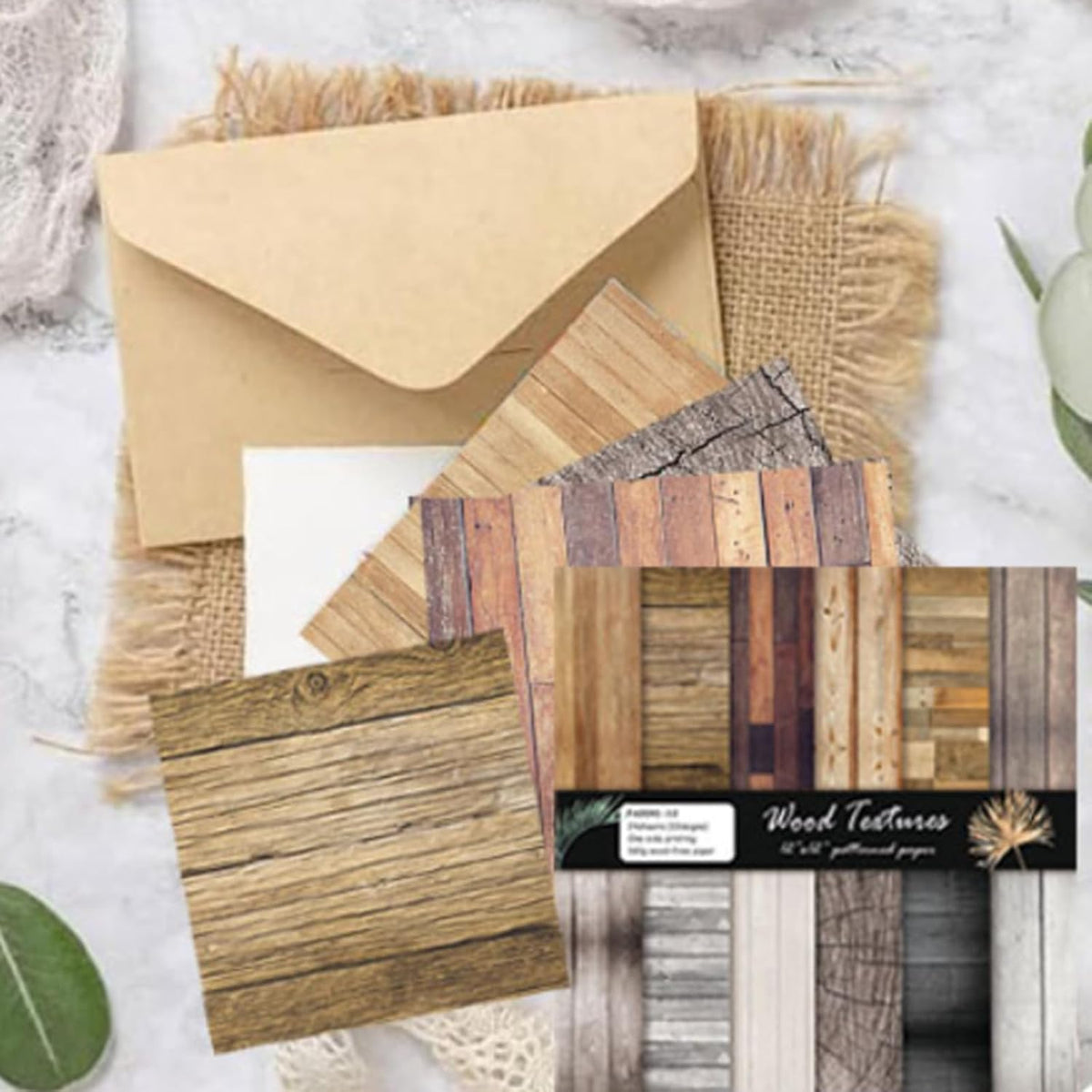 48 Sheets Scrapbook Paper Pads 12x12 & 6x6 Wood Floor Patterned Craft Paper
