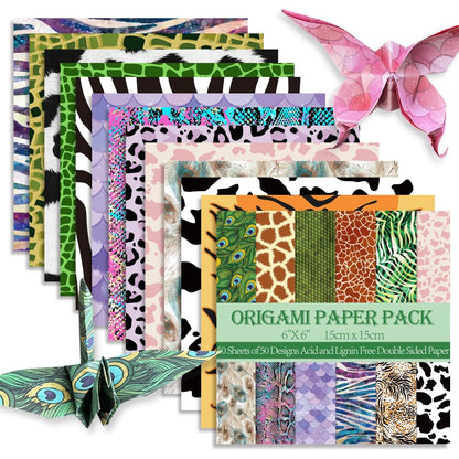 6x6" Origami Paper,50Sheets Double Sided Colored Paper,Square Craft Paper