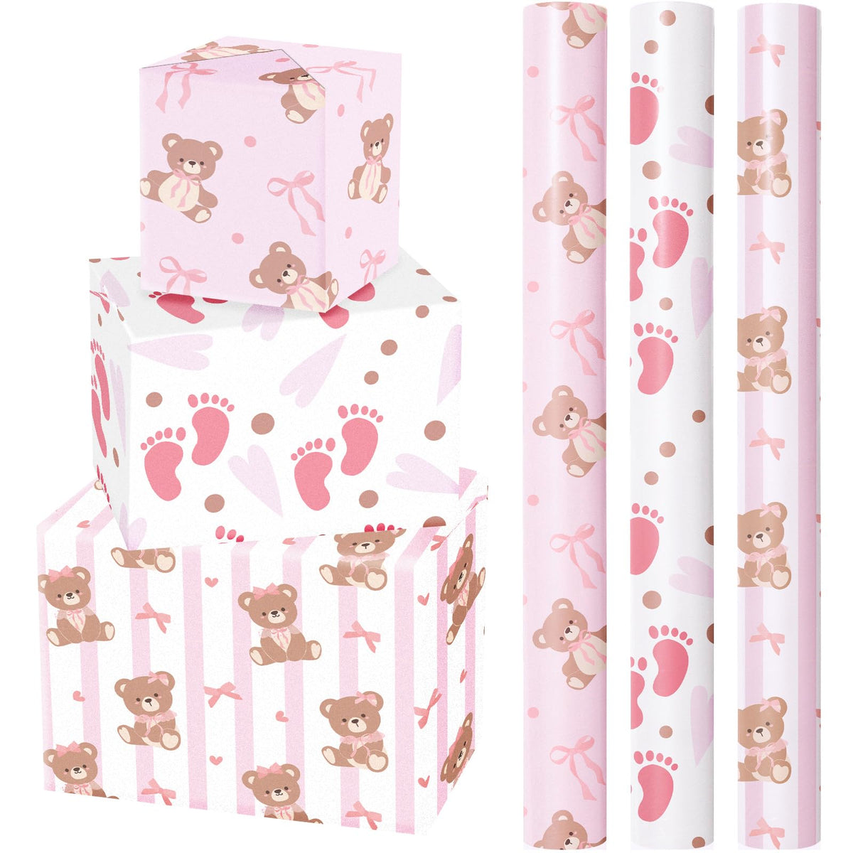 WRAPAHOLIC Gold Wrapping Paper Roll - Mini Roll - 3 Rolls - 17 Inch X 120 Inch Per Roll - Gold Foil Birthday Wrapping Paper for Wedding, Christmas, Party, Baby Shower