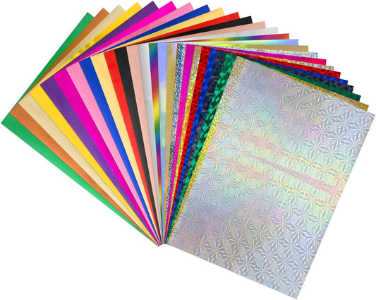 100 Sheets 20x29cm Colors Hot Foil Paper Toner Reactive Foil Hot Stamping Foil Paper by Laser Printer and Laminator for Scrapbooking Craft Card Making DIY Album Decoration （ 25 Colors）