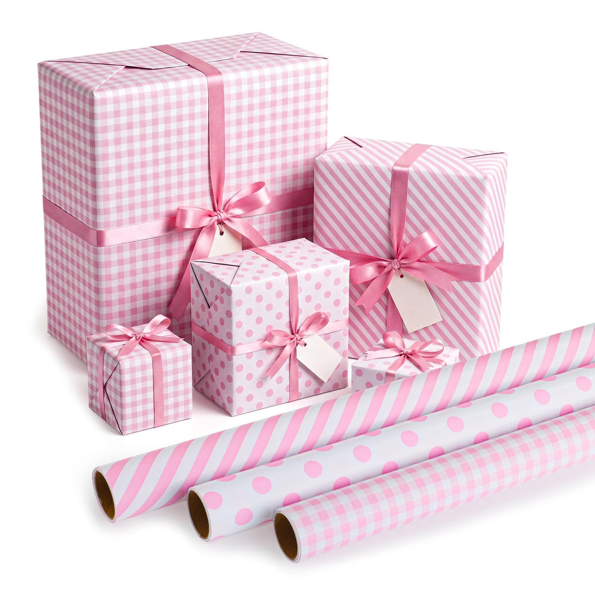 woric 4 Rolls Gold Wrapping Paper, Gold Foil Birthday Wrapping Paper